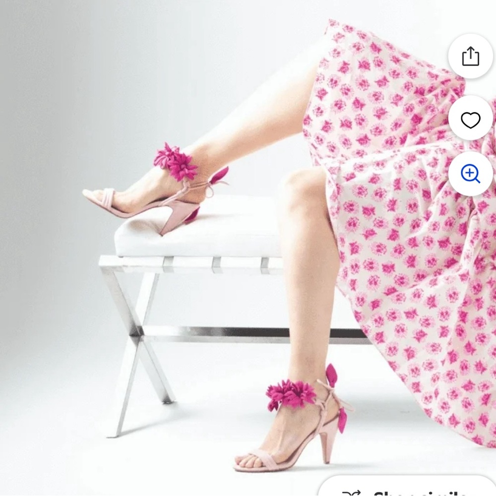 CECELIA NEW YORK Pink and Magenta Floral Ankle-Tie High Heel Sandals - Picture 2 of 13